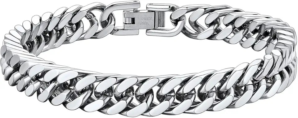 ChainsHouse Stainless Steel Cuban Link Bracelet, 6mm/8mm/12mm/17mm Width, 7.5"/8.3"/9", Black/ 18K Gold Plated Chain Wrist Bracelets for Men Women, Send Gift Box