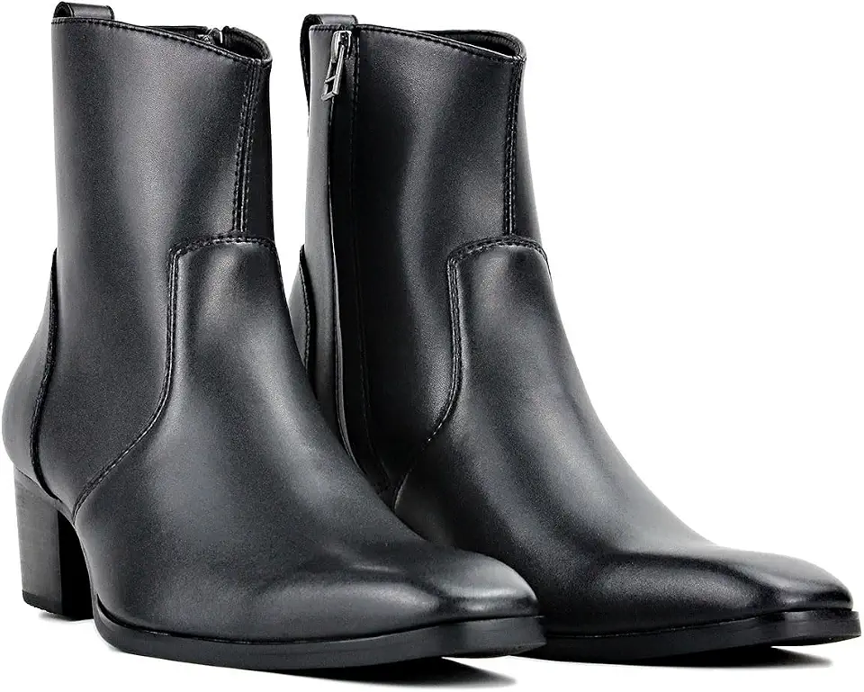 Dress Boot for Men COWSDELLA Casual Footwear Chelsea Ankle Casual Walking Motorcycle Boots Black CD-JY016
