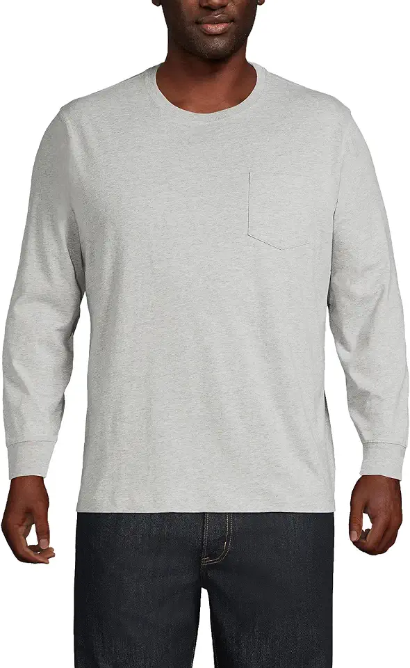 Lands' End Men's Super-T Long Sleeve T-Shirt with Pocket