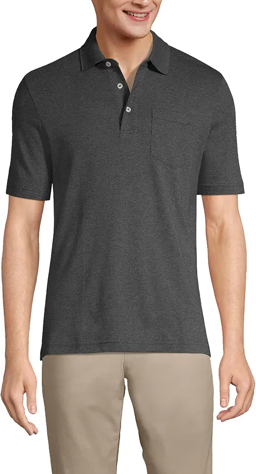 Lands' End Men's Premium American-Grown Supima Cotton Polo Shirt, Short Sleeve, Pocket - Big & Tall