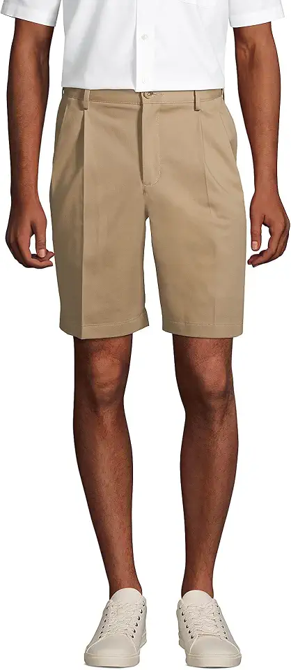 Lands' End Men's Comfort Waist Pleated 9" No Iron Chino Shorts