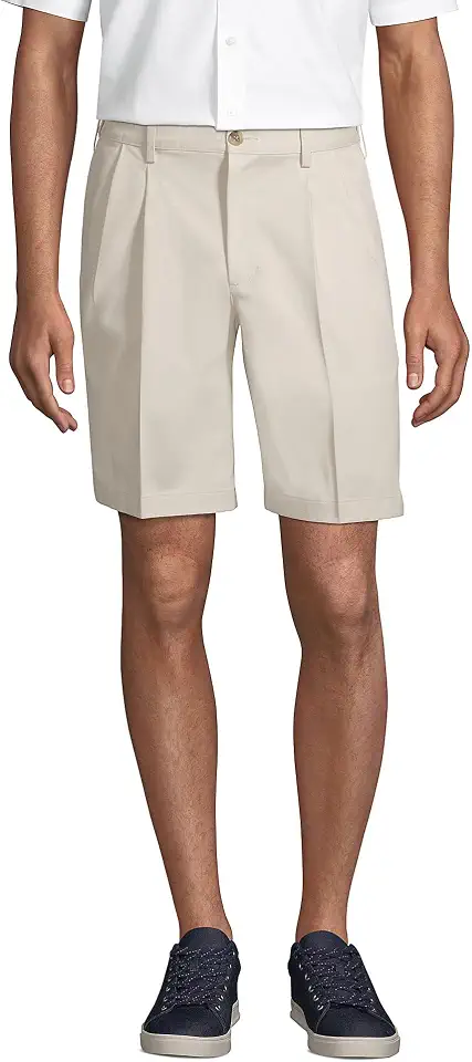 Lands' End Men's Comfort Waist Pleated 9" No Iron Chino Shorts