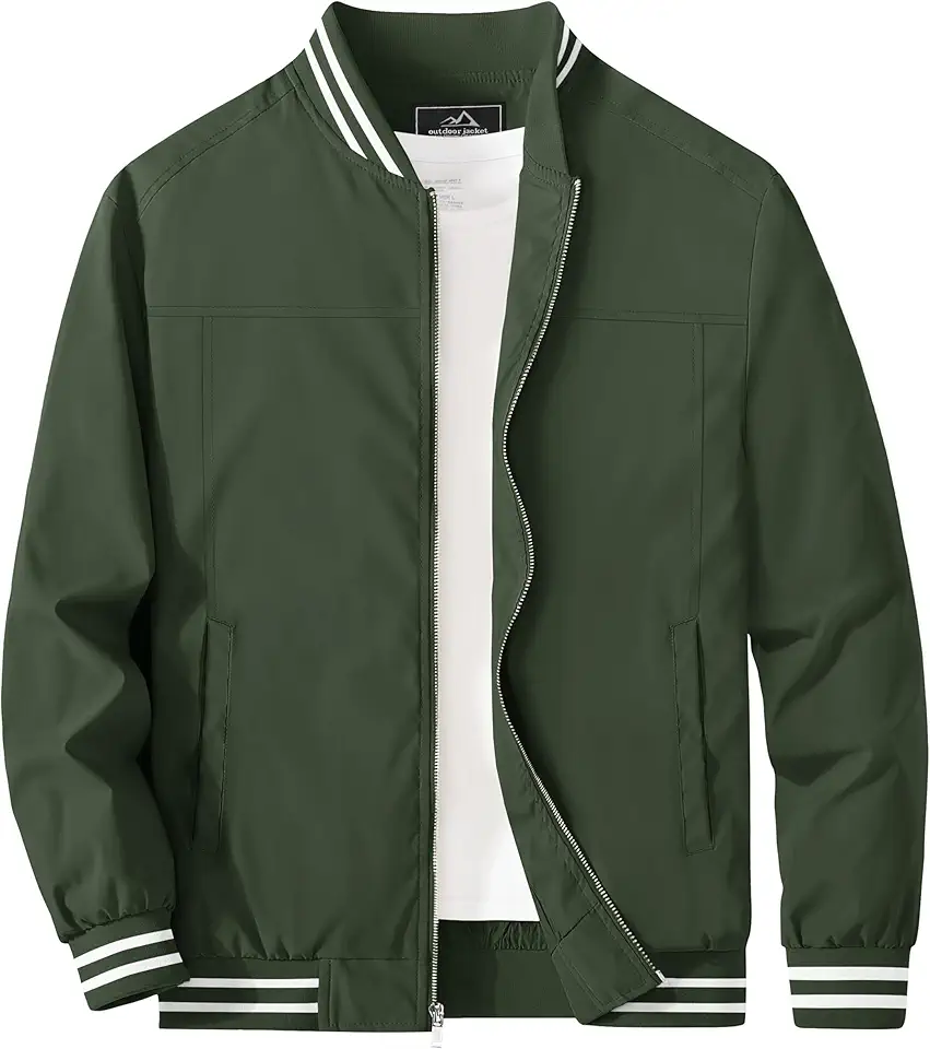MAGCOMSEN Men's Bomber Jacket Lightweight Windbreaker Jackets Zip Up Windproof Jackets Casual Spring Fall Coat for Golf