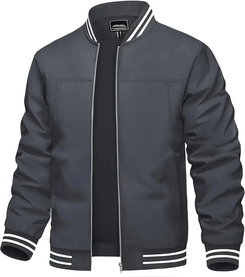 TACVASEN Mens Jacket Bomber Lightweight Windproof Coat for Daily Wear