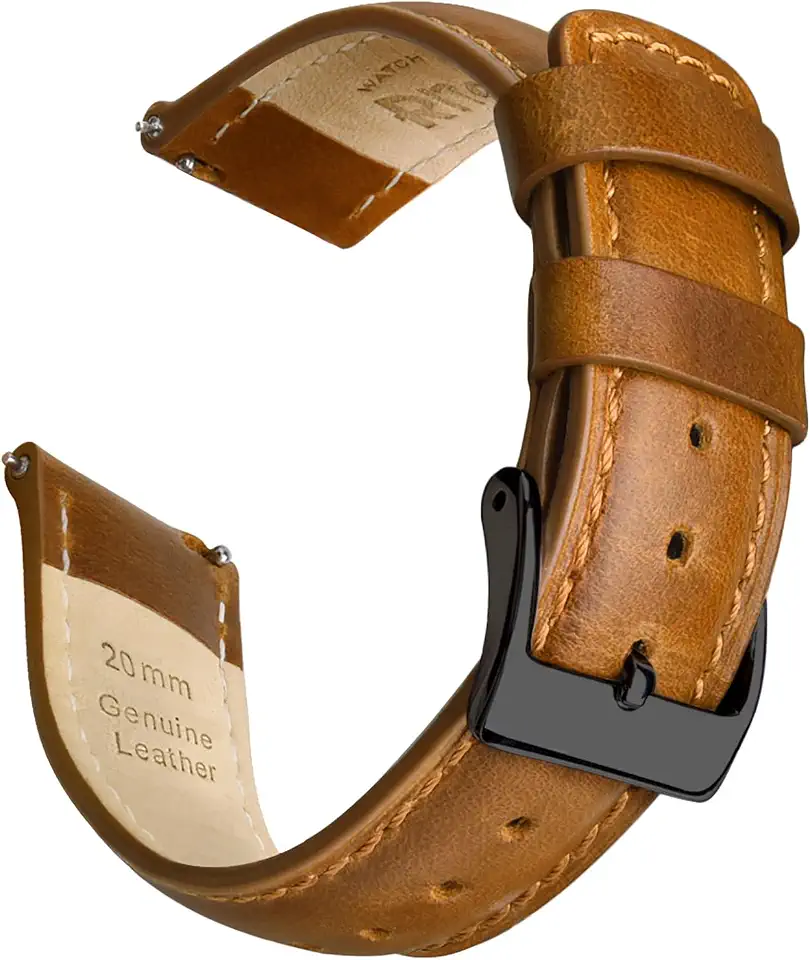 Men's Olive Green Leather Strap Watch