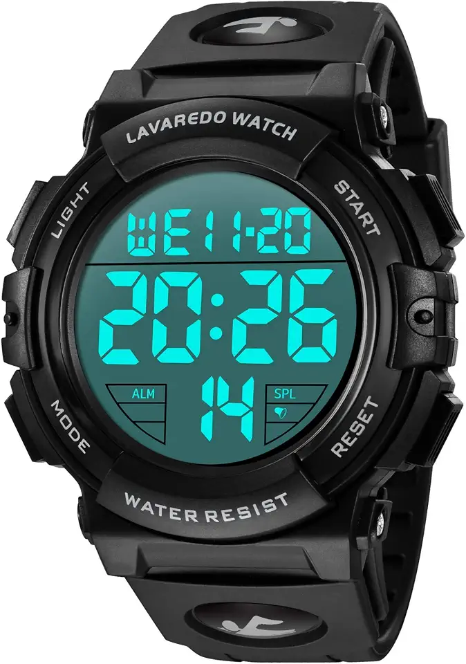 Men's Black Digital Outdoor Sports Watch