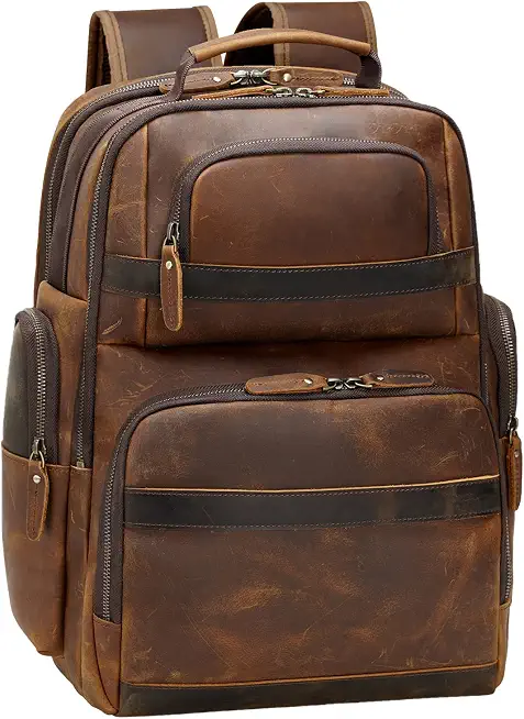 TIDING Men's Leather Backpack 14" & 15.6" Laptop Business Travel Daypack