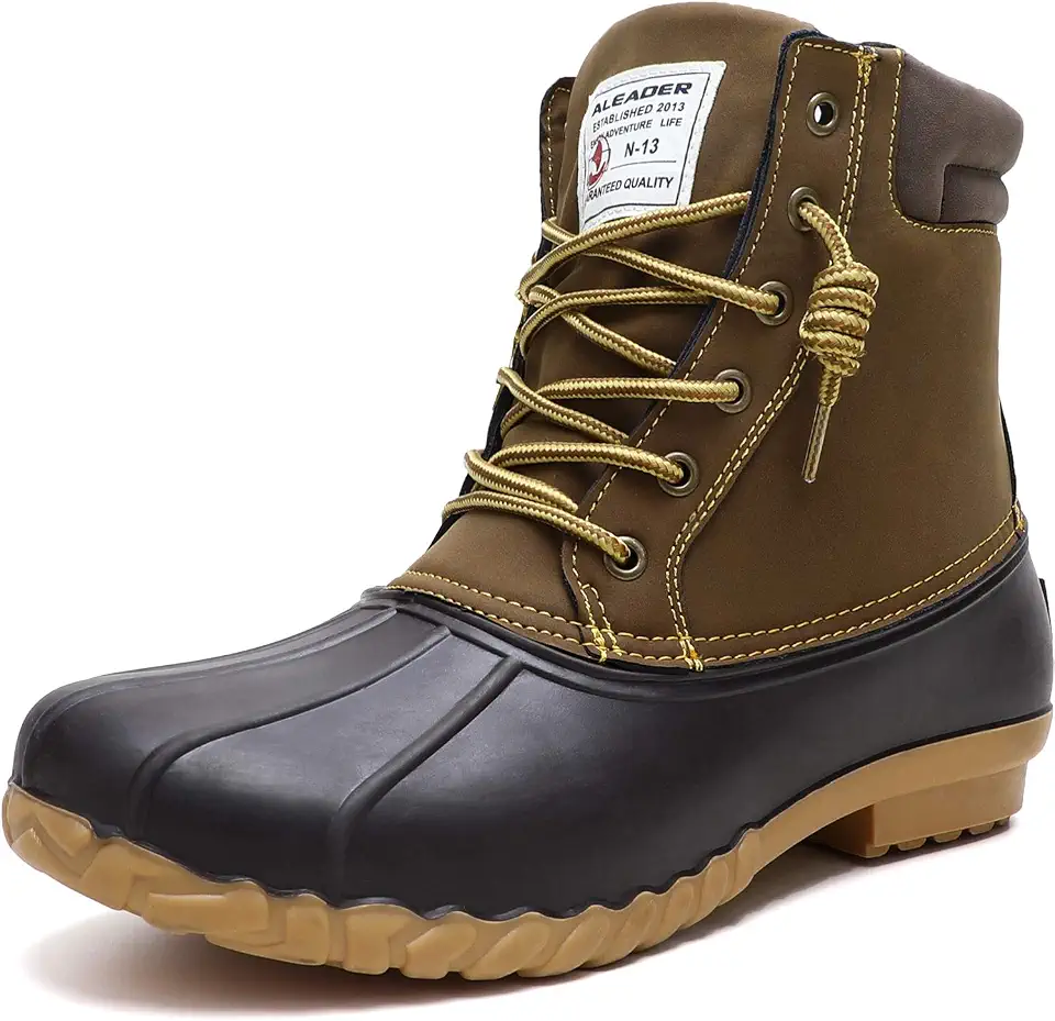 ALEADER Mens Duck Boot | Waterproof Shell | Fur Lined Insulated Winter Snow Boot