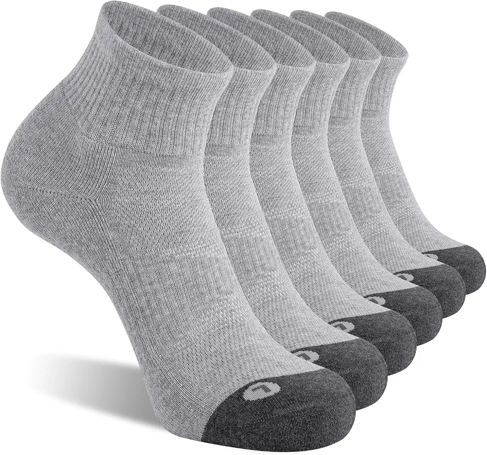 OEKO-TEX STANDARD 100 FITRELL 6 Pack Men's Athletic Ankle Socks Cushioned Sports Running Socks 7-9/9-12/12-15