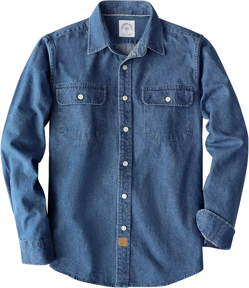 Dubinik® 8.8 oz Denim Shirt Men Mens Cowboy Shirts Button Down Long Sleeve