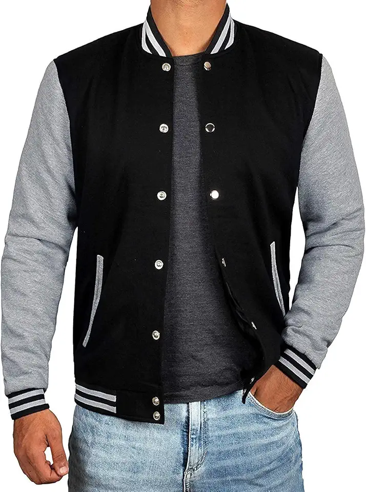 Varsity Jacket Men - Casual High School Zipper Baseball Letterman Style Mens Bomber Jackets
