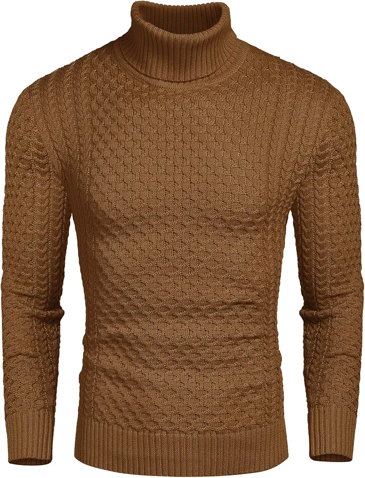 COOFANDY Men's Slim Fit Turtleneck Sweater Casual Knitted Pullover Sweaters