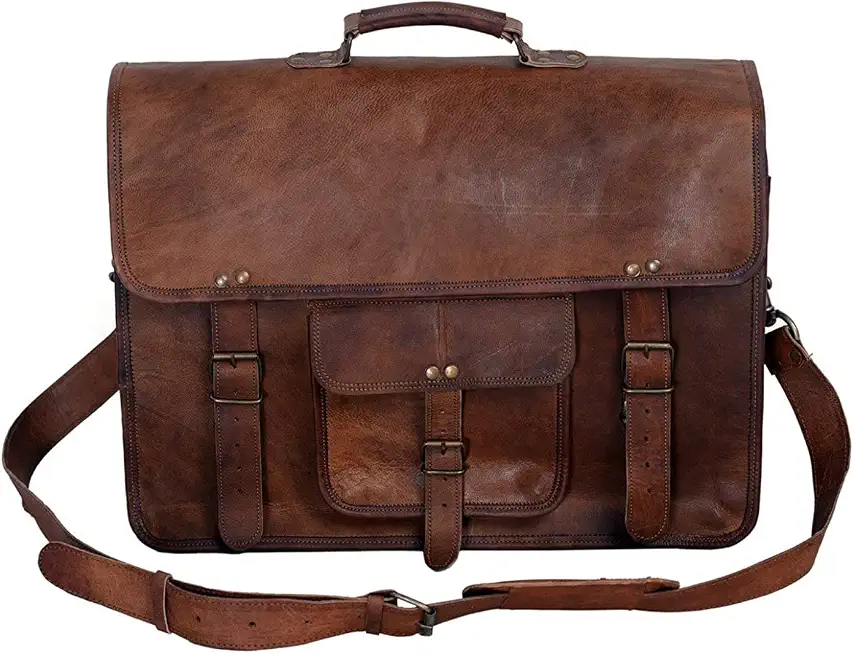 16 Inch Leather Briefcase for Men & Women, Laptop Messenger Computer Bag