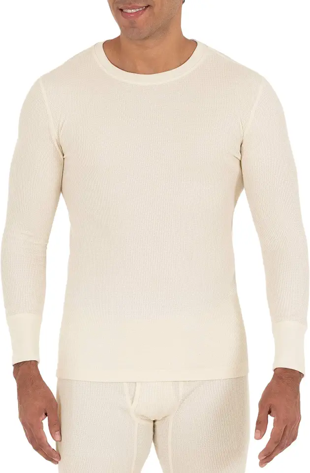 Men's Cream Waffle Knit Thermal Shirt