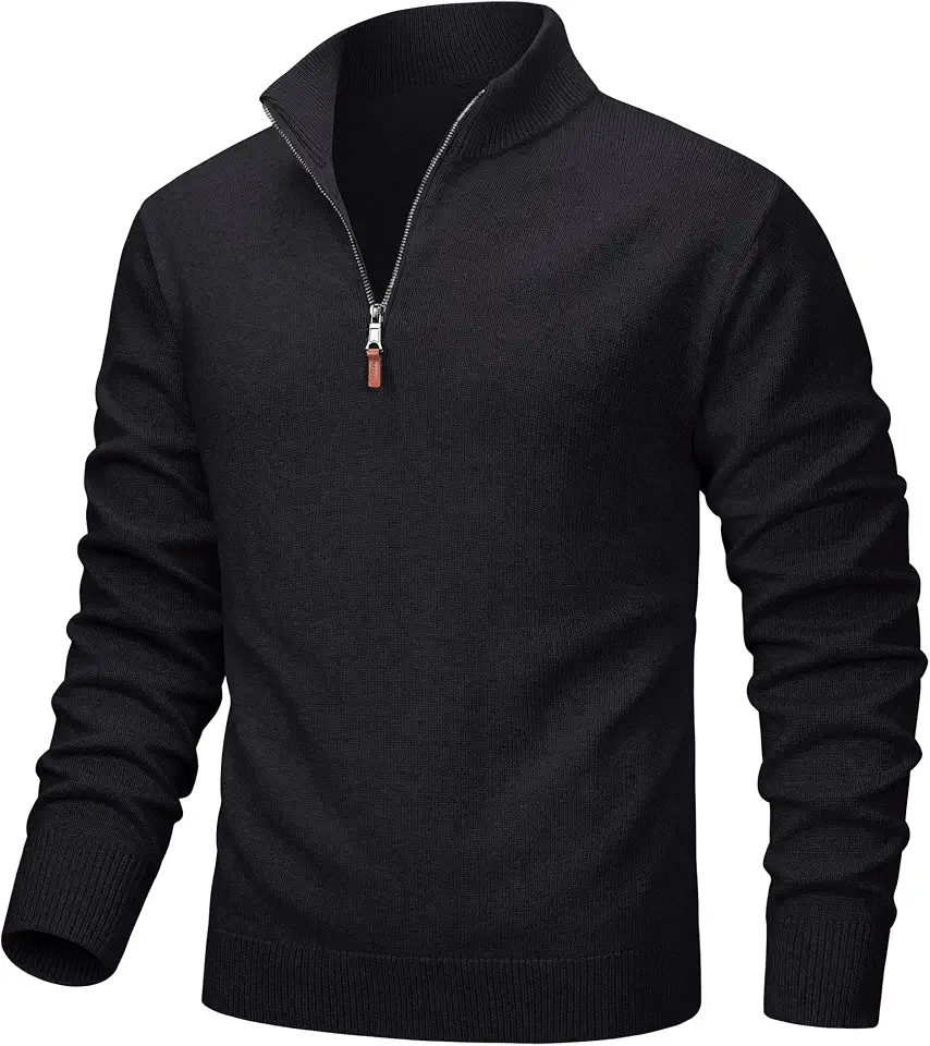 MAGCOMSEN Mens Quarter Zip Sweaters Cotton Lightweight Dress Pullover