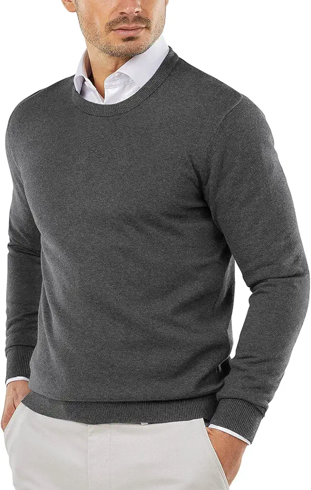 COOFANDY Men's Crewneck Sweaters Long Sleeve Dress Knit Sweater Lightweight Slim Fit Pullover Sweaters