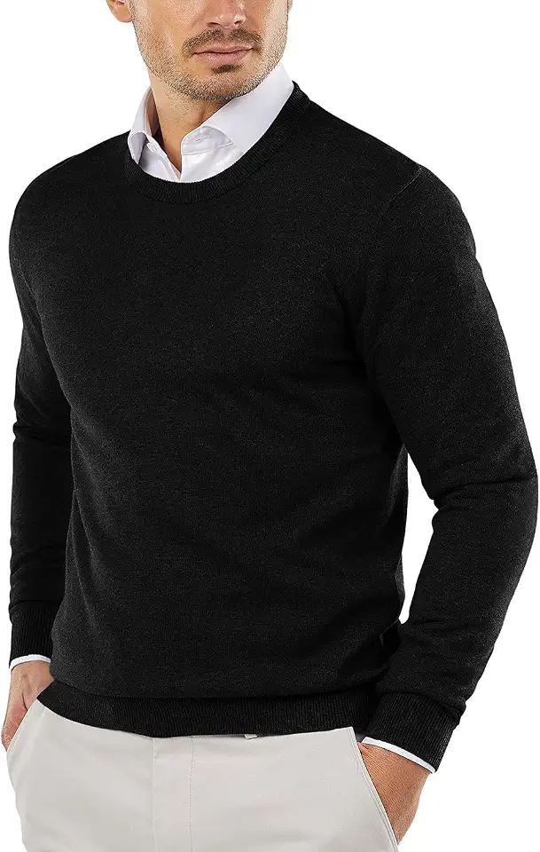 Men's Black Lightweight Crewneck Sweater