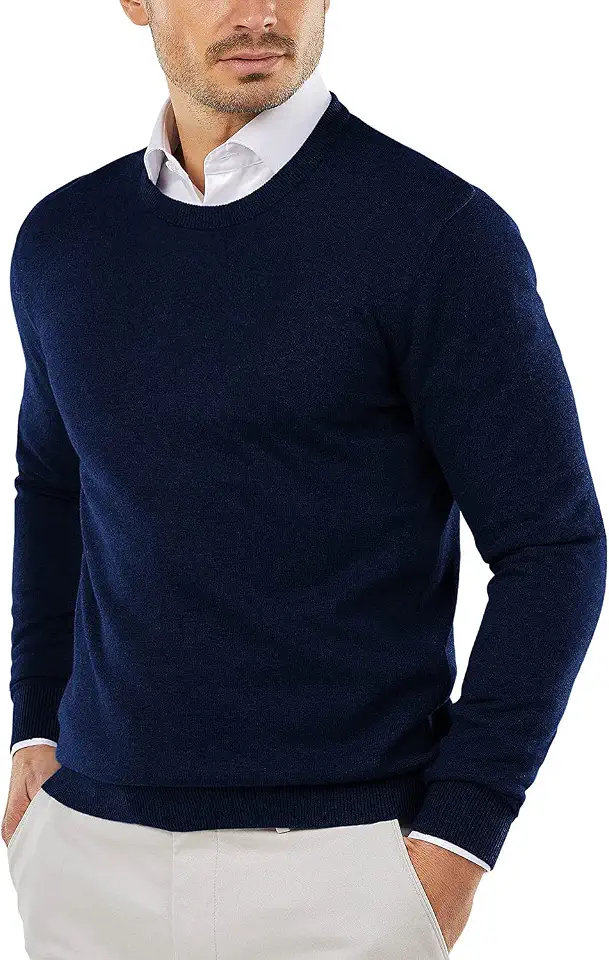 COOFANDY Men's Crewneck Sweaters Long Sleeve Knit Dress Slim Fit Pullover