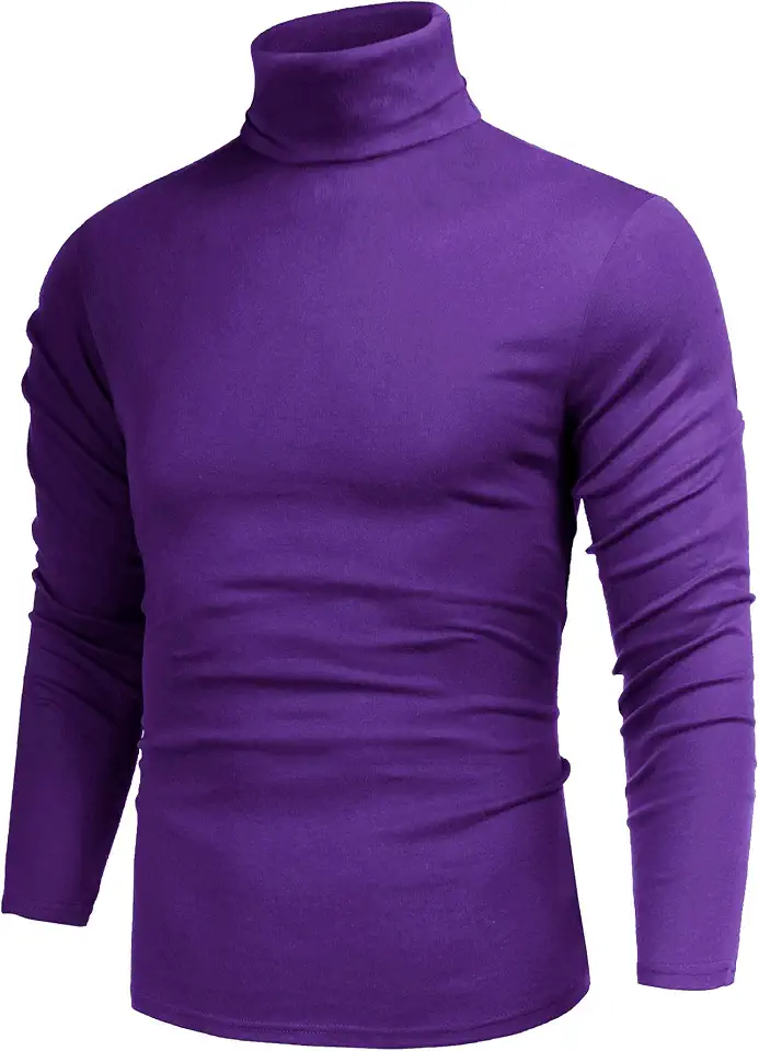 Men's Slim Fit Plum Turtleneck Sweater