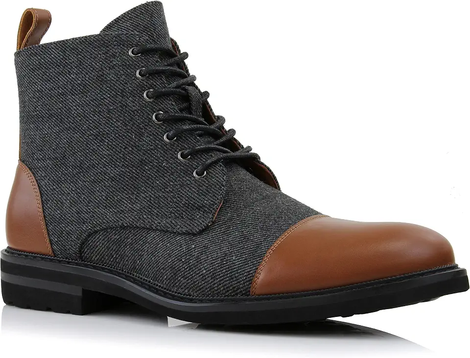 Polar Fox Men's Ankle Dress Boots | Lace-up Casual Fashion Boot Collection | Cap Toe & Plain Toe Styles |