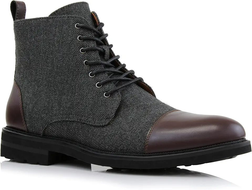 Polar Fox Men's Ankle Dress Boots | Lace-up Casual Fashion Boot Collection | Cap Toe & Plain Toe Styles |