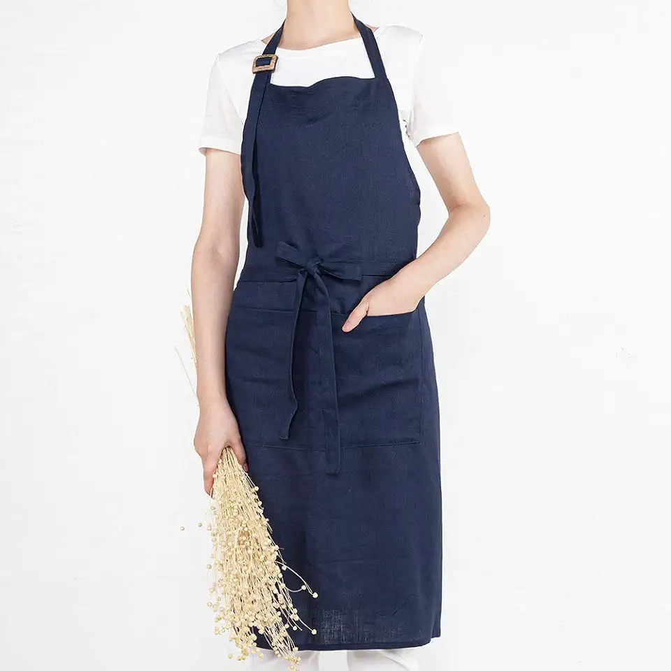 ATLINIA 100% Linen Apron for Women Men Apron for Kitchen Cooking Crafting