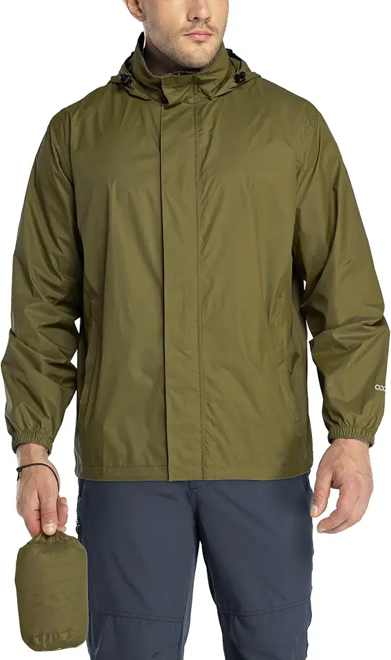 Global Recycled Standard 33,000ft Men's Packable Rain Jacket Lightweight Waterproof Golf Raincoat