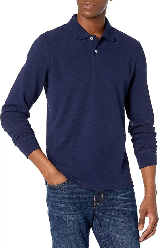 Amazon Essentials Men's Long-Sleeve Pique Polo Shirt
