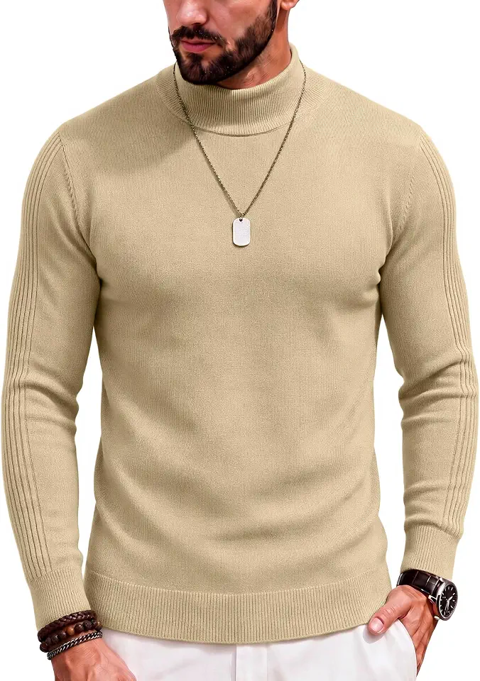 COOFANDY Mens Mock Turtleneck Slim Fit Pullover Sweater Casual Basic Knitted Thermal Sweaters