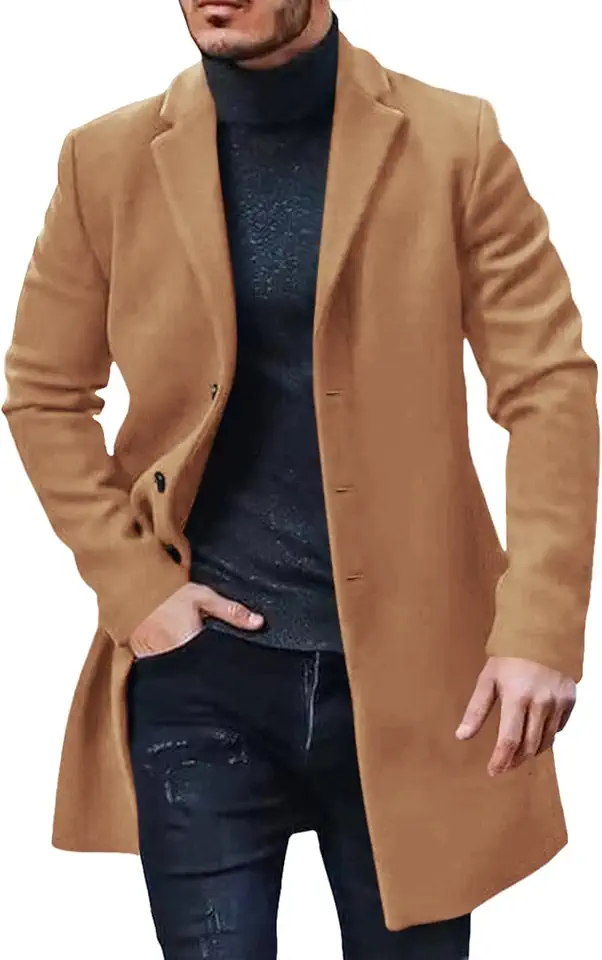 Men's Brown Wool Overcoat