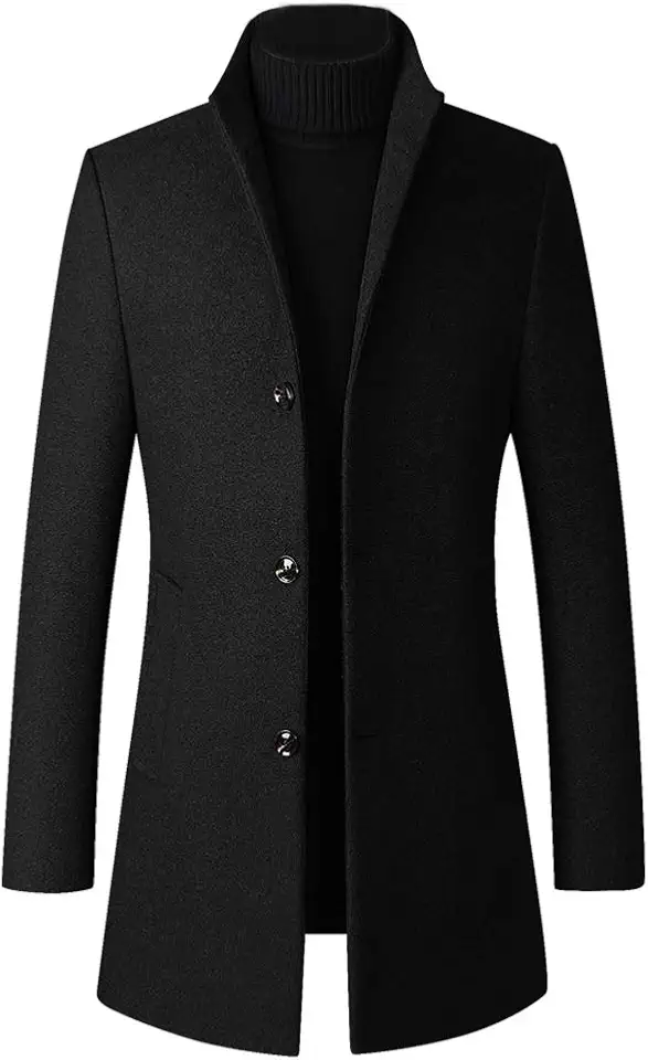 Men's Camel Stand Collar Wool Overcoat