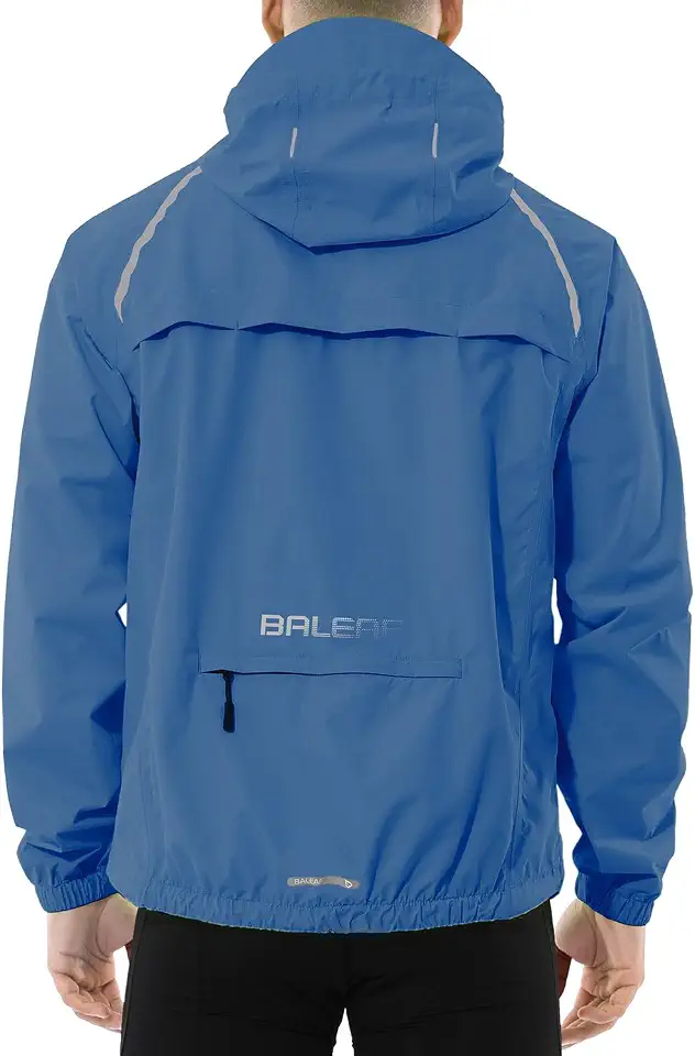 baleaf Men's Rain Jacket Waterproof Hood Lightweight Reflective Packable