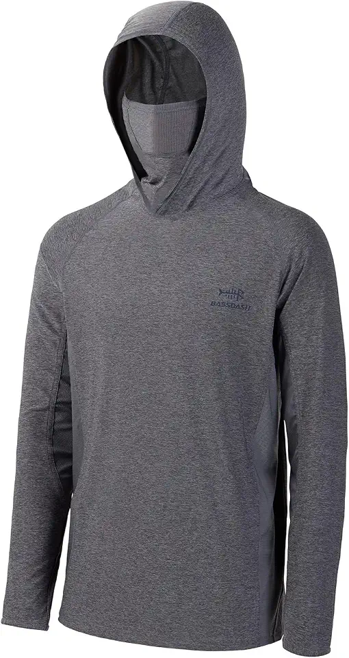 Global Recycled Standard BASSDASH UPF 50+ Men’s Long Sleeve Fishing Hooded Shirt with Mask