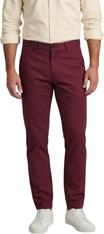 Plaid&Plain Men’s Slim Fit Khaki Pants Men’s Tapered Chino Pants