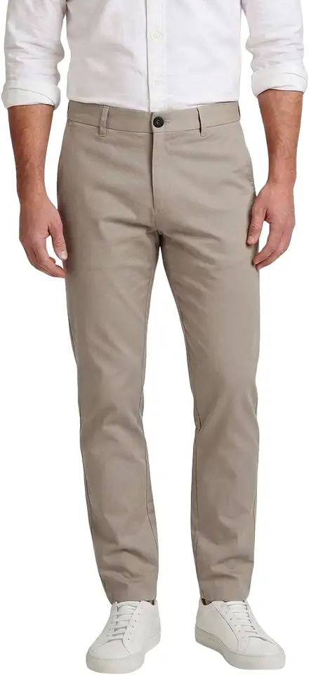 Plaid&Plain Men’s Slim Fit Khaki Pants Men’s Tapered Chino Pants