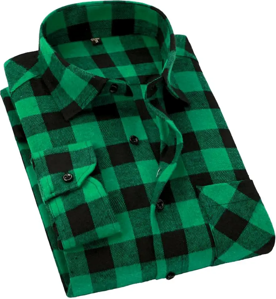 Cromoncent Men's Casual Plaid Flannel Long Sleeve Button Down Shirts