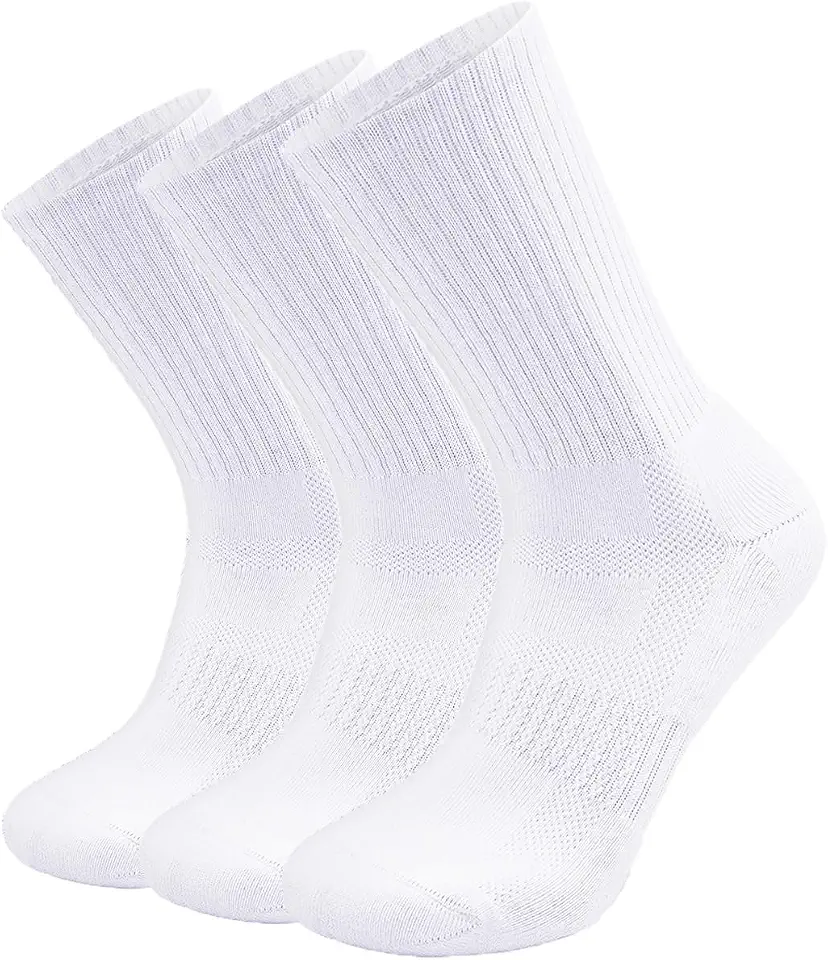 Men's White Ribbed Athletic Crew Socks