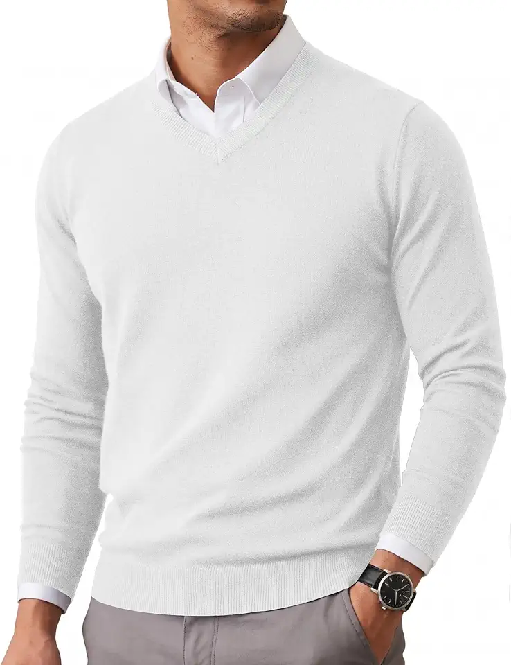 Men's White Cardigan Sweater