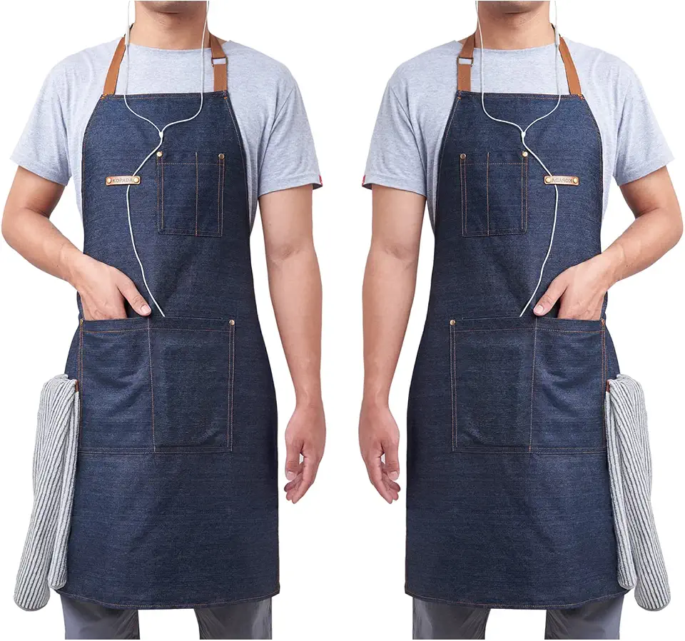 2 Packs Waist Denim Aprons for Restaurant Kitchen Women Waitress Denim Apron