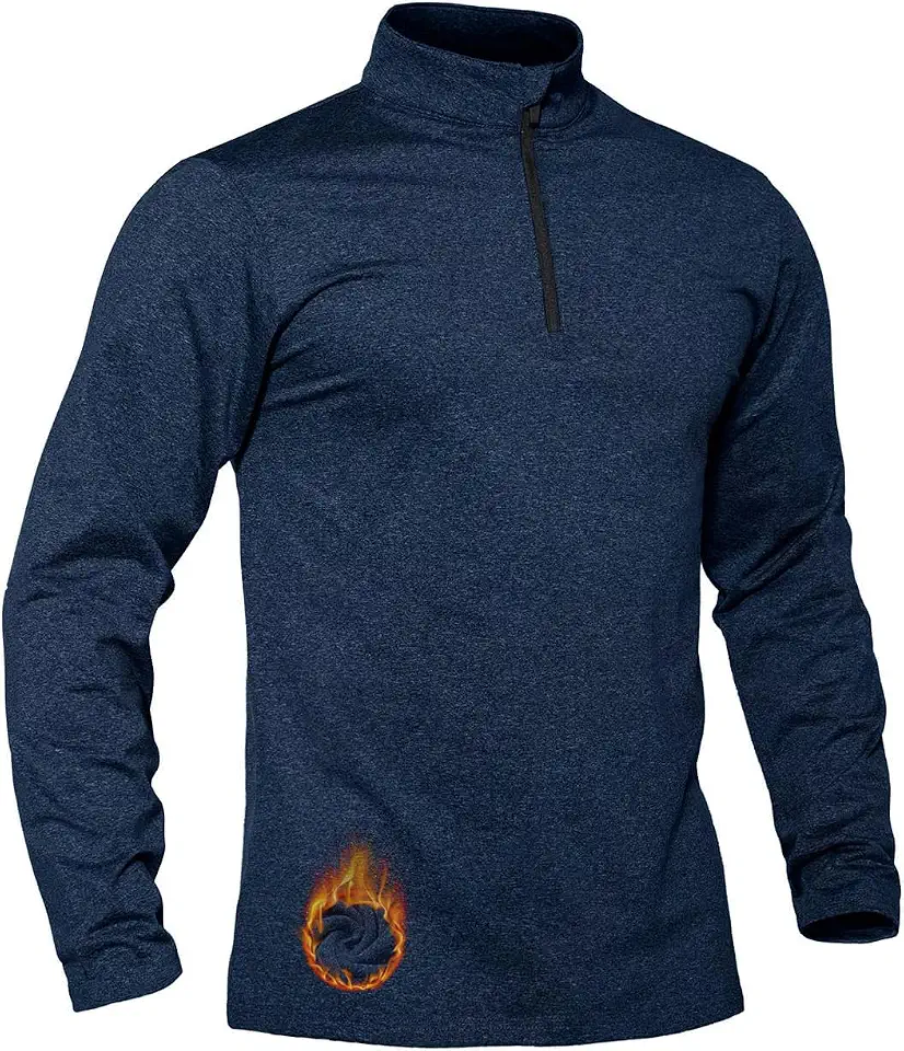 TACVASEN Mens Quarter Zip Pullover Long Sleeve Golf Shirts Fleece Lined