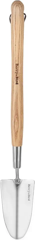 Stainless Steel Gardening Trowel, 23.43in Ash Wooden Long Handle