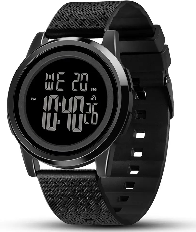 YUINK Mens Watch Ultra-Thin Digital Sports Watch Waterproof Stainless Steel Fashion Wrist Watch for Men Women