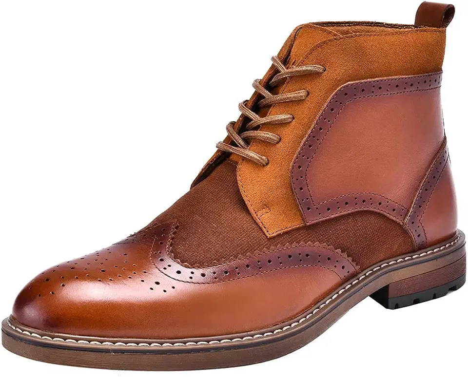 Men's Dark Brown Leather Wingtip Dress Boots