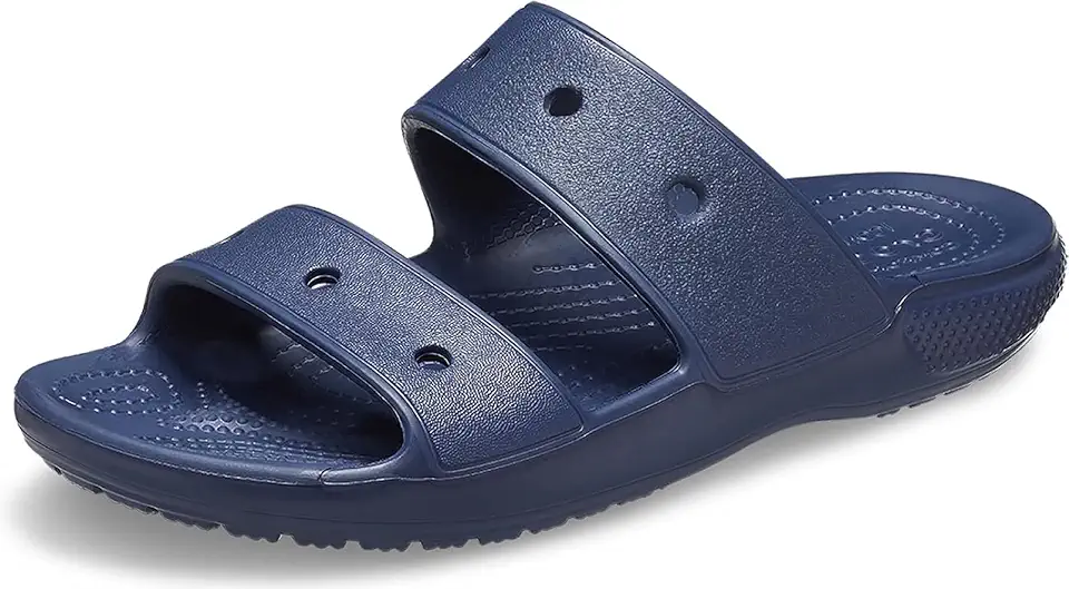 Crocs Unisex Classic Two-Strap Slide SandaLS, Navy, 12 Women/14 Men