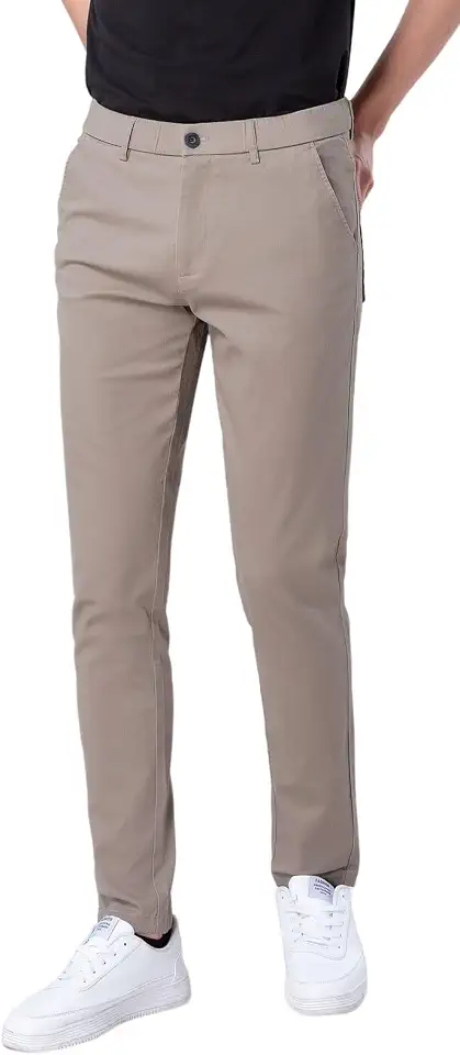 Plaid&Plain Men's Skinny Stretchy Khaki Pants Colored Pants Slim Fit Slacks Tapered Trousers