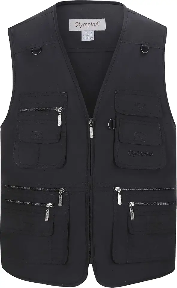 Global Recycled Standard Gihuo Men's Fishing Vest Utility Safari Travel Vests with Multi Pockets