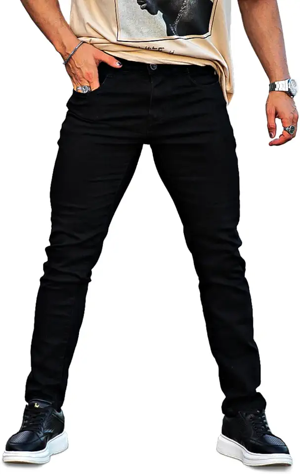 Global Recycled Standard Heyfanee Mens Slim Fit Jeans Stretch Denim Pants for Men
