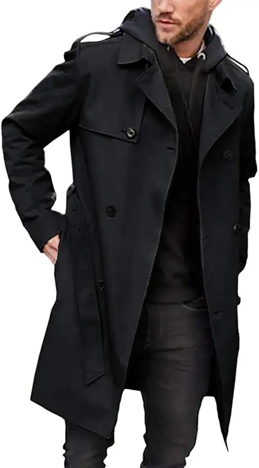 Men's Double Breasted Belted Trench Coat