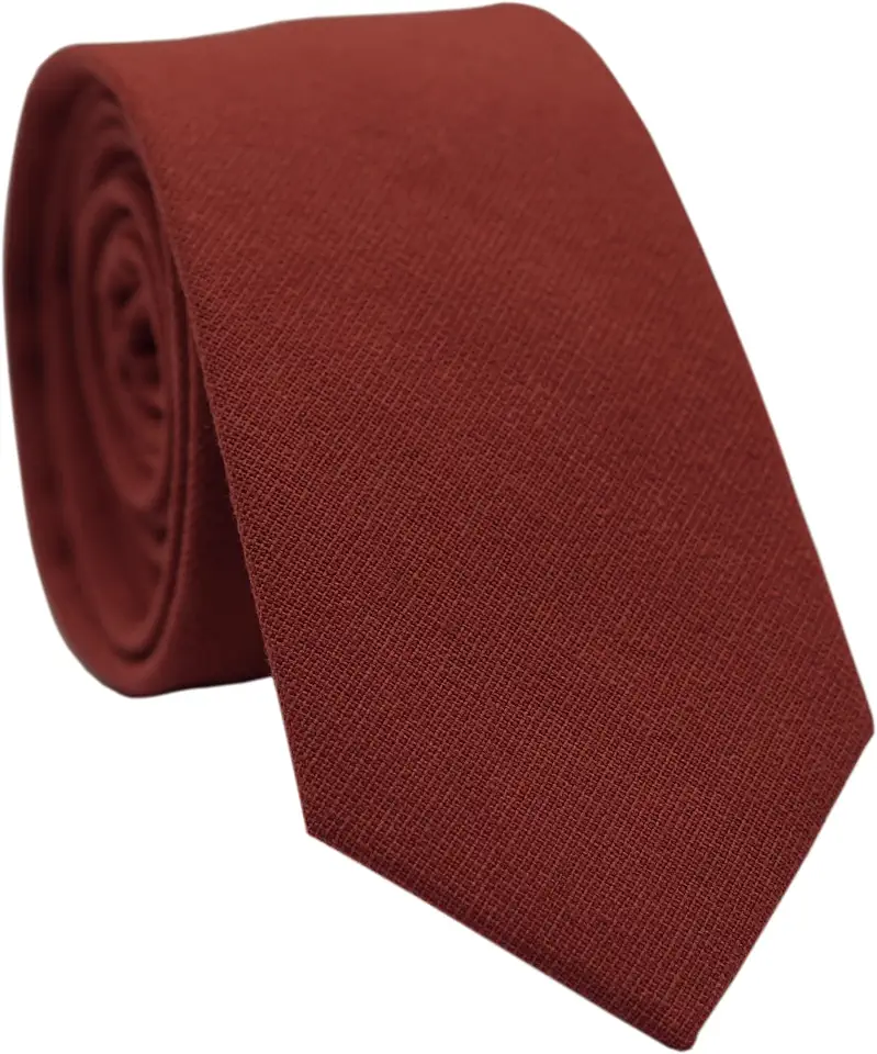 BELLUNO Men's 2.5 inch Skinny Solid Cotton Linen Ties