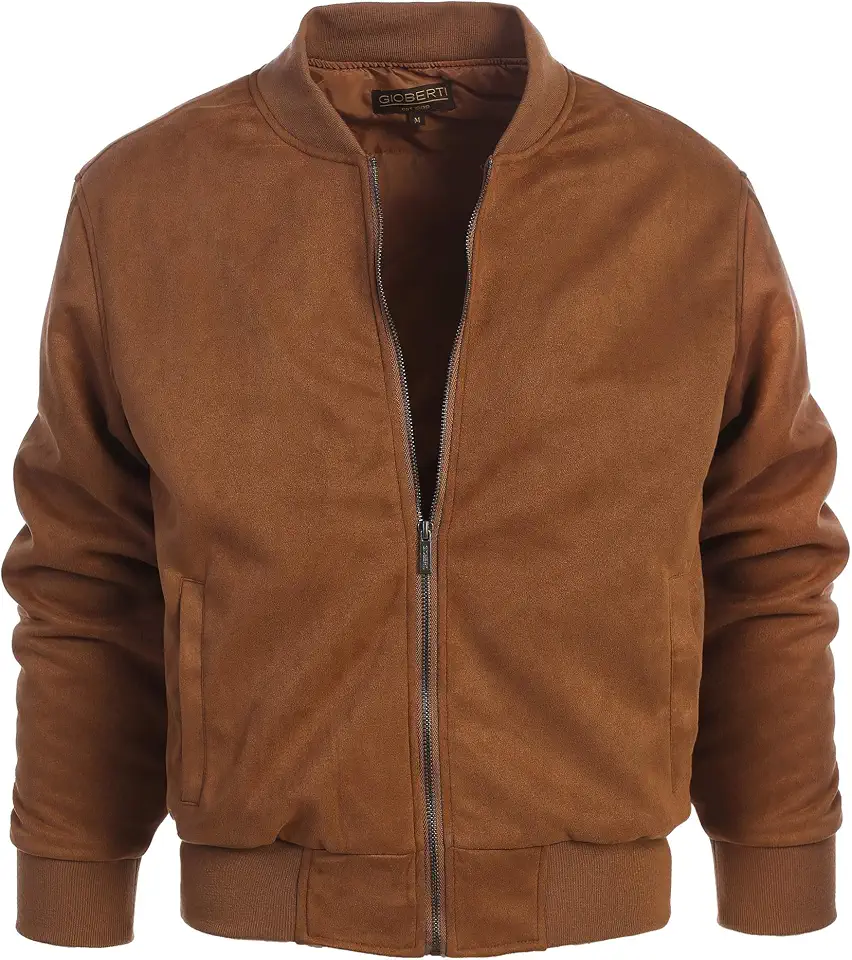 Gioberti Men's Faux Suede Bomber Jacket with Warm Light Inner Padding
